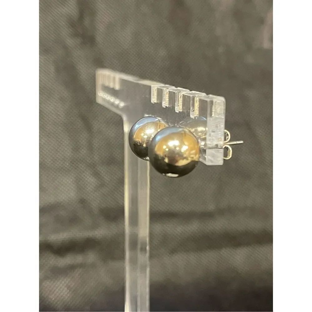Silver Ball Earrings  - Picture 4 of 6